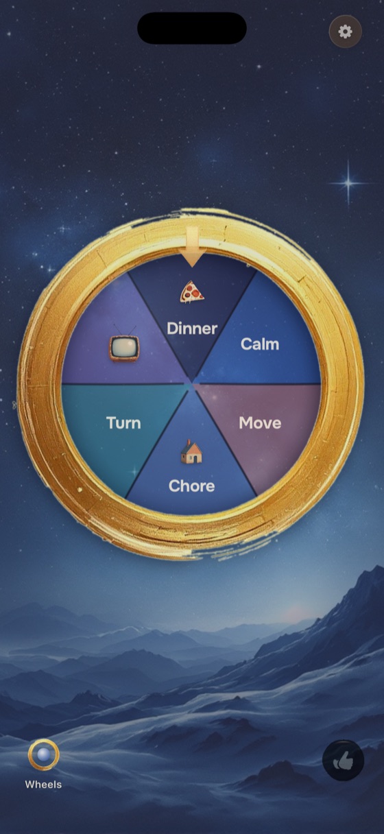 The home dial of Zoya's Wheel with four everyday wheels